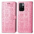 For Xiaomi Redmi 10 Lovely Cat and Dog Embossing Pattern Horizontal Flip Leather Case , with Holder