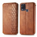 For Infinix Hot 10T Cubic Grid Pressed Horizontal Flip Magnetic PU Leather Case with Holder & Card S