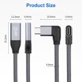100W USB-C / Type-C Elbow Male to USB-C / Type-C Female Full-function Data Extension Cable, Cable Le