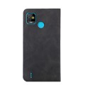 For Infinix Tecno Pop 5 Skin Feel Magnetic Horizontal Flip Leather Case with Holder & Card Slots(Bla