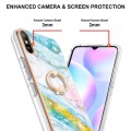 For Xiaomi Redmi 9A Electroplating Marble Pattern IMD TPU Shockproof Case with Ring Holder(Green 004