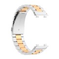 For OPPO Watch 2 42mm Stainless Steel Three-beads Watch Band(Silver Rose Gold)