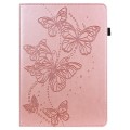 For Huawei MatePad T10S Embossed Butterfly Pattern Horizontal Flip Leather Tablet Case(Pink)