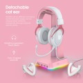 ONIKUMA X10 Car Ear LED Light Adjustable Gaming Headset with Microphone(White Pink)