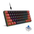 HXSJ V900 61 Keys Cool Lighting Effect Mechanical Wired Keyboard (Black Red)