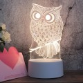 White Base Creative 3D Tricolor LED Decorative Night Light, Plug Version, Shape:Owl(White-Warm-Warm