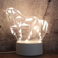 White Base Creative 3D Tricolor LED Decorative Night Light, Plug Version, Shape:Geometric Horse(Whit