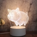 White Base Creative 3D Tricolor LED Decorative Night Light, Plug Version, Shape:Pig(White-Warm-Warm