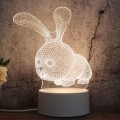 White Base Creative 3D Tricolor LED Decorative Night Light, Plug Version, Shape:Rabbit(White-Warm-Wa