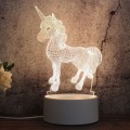 White Base Creative 3D Tricolor LED Decorative Night Light, Plug Version, Shape:Unicorn(White-Warm-W
