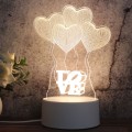 White Base Creative 3D Tricolor LED Decorative Night Light, Button Plug Version, Shape:Love Balloon(