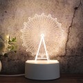 White Base Creative 3D Tricolor LED Decorative Night Light, Button Plug Version, Shape:Diamond Ferri