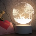 White Base Creative 3D Tricolor LED Decorative Night Light, Button Plug Version, Shape:Snow Deer 01(
