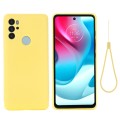 For Motorola Moto G60S Pure Color Liquid Silicone Shockproof Full Coverage Phone Case(Yellow)