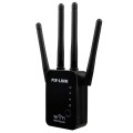 Wireless Smart WiFi Router Repeater with 4 WiFi Antennas, Plug Specification:EU Plug(Black)