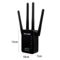 Wireless Smart WiFi Router Repeater with 4 WiFi Antennas, Plug Specification:UK Plug(Black)