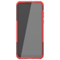 For Motorola Moto G Pure Tire Texture Shockproof TPU+PC Phone Case with Holder(Red)