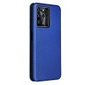 For ZTE Blade V30 Carbon Fiber Texture Horizontal Flip PU Phone Case(Blue)