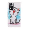 For Xiaomi Redmi Note 11 Pro 3D Colored Drawing Horizontal Flip Leather Phone Case(Red Mouth Cat)