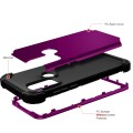 For Motorola G Pure 3 in 1 Shockproof PC + Silicone Protective Phone Case(Dark Purple + Black)