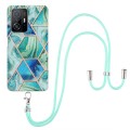 For Xiaomi Mi 11T / Mi 11T Pro Electroplating Splicing Marble TPU Phone Case with Lanyard(Green)