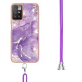 For Xiaomi Redmi 10 Electroplating Marble IMD TPU Phone Case with Lanyard(Purple 002)