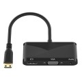 h114 3 in 1 Mini HDMI to HDMI + VGA + 3.5 Audio Converter Cable(Black)