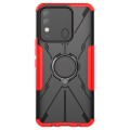 For Tecno Spark 8 Armor Bear Shockproof PC + TPU Phone Case with Ring Holder(Red)