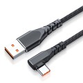 6A 66W USB to USB-C / Type-C Elbow Mobile Phone Game Fast Data Cable, Length:1m(Black)