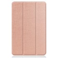 For Nokia T20 Three-folding Holder Custer Texture Leather Tablet Case(Rose Gold)