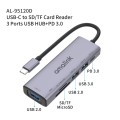 amalink 95120D Type-C / USB-C to SD/TF + 3 Ports USB + PD 3.0 Multi-function HUB (Grey)