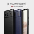 For Google Pixel 6a Brushed Carbon Fiber Texture Shockproof TPU Phone Case(Black)