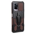 For Infinix Note 10 Pro Armor Warrior Shockproof PC + TPU Lanyard Phone Case(Brown)