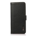 For Sony Xperia 1 III KHAZNEH Side-Magnetic Litchi Genuine Leather RFID Case(Black)