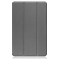 For Nokia T20 Three-folding Holder Custer Texture Leather Tablet Case(Grey)