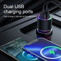 JOYROOM JR-CL10 4.8A Dual USB Car Charger with 3 In 1 Charging Cable(Black)