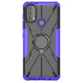 For Motorola Moto E40 Armor Bear Shockproof PC + TPU Protective Phone Case with Ring Holder(Purple)
