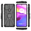 For Motorola Moto E40 Armor Bear Shockproof PC + TPU Protective Phone Case with Ring Holder(Black)