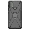For Motorola Moto E40 Armor Bear Shockproof PC + TPU Protective Phone Case with Ring Holder(Black)