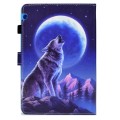 For Huawei MediaPad T3 10 Sewing Pen Slot Leather Tablet Case(Night Wolf)