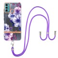 For Motorola Moto G60 / G40 Fusion Flowers Series TPU Phone Case with Lanyard(Purple Begonia)