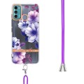 For Motorola Moto G60 / G40 Fusion Flowers Series TPU Phone Case with Lanyard(Purple Begonia)