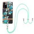 For Xiaomi Redmi Note 11 Pro / Redmi Note 11 Pro+ Flowers Series TPU Phone Case with Lanyard(Blue Ro