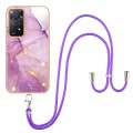 For Xiaomi Redmi Note 11S / Note 11 4G Global Electroplating Marble IMD TPU Phone Case with Lanyard(