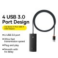 Baseus Lite Series USB-A to USB 3.0x4 HUB Adapter, Cable Length:1m(Black)