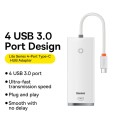 Baseus Lite Series USB-C / Type-C to USB 3.0x4 HUB Adapter 25cm(White)