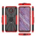 For Nokia C10 / C20 Armor Bear Shockproof PC + TPU Phone Protective Case with Ring Holder(Red)