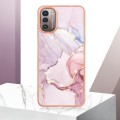 For Nokia G21 / G11 Electroplating Marble Pattern Dual-side IMD TPU Phone Case(Rose Gold 005)