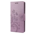 For Motorola Moto G22 Butterfly Flower Pattern Leather Phone Case(Light Purple)