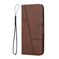 For Tecno Camon 18 / 18P Stitching Calf Texture Buckle Leather Phone Case(Brown)